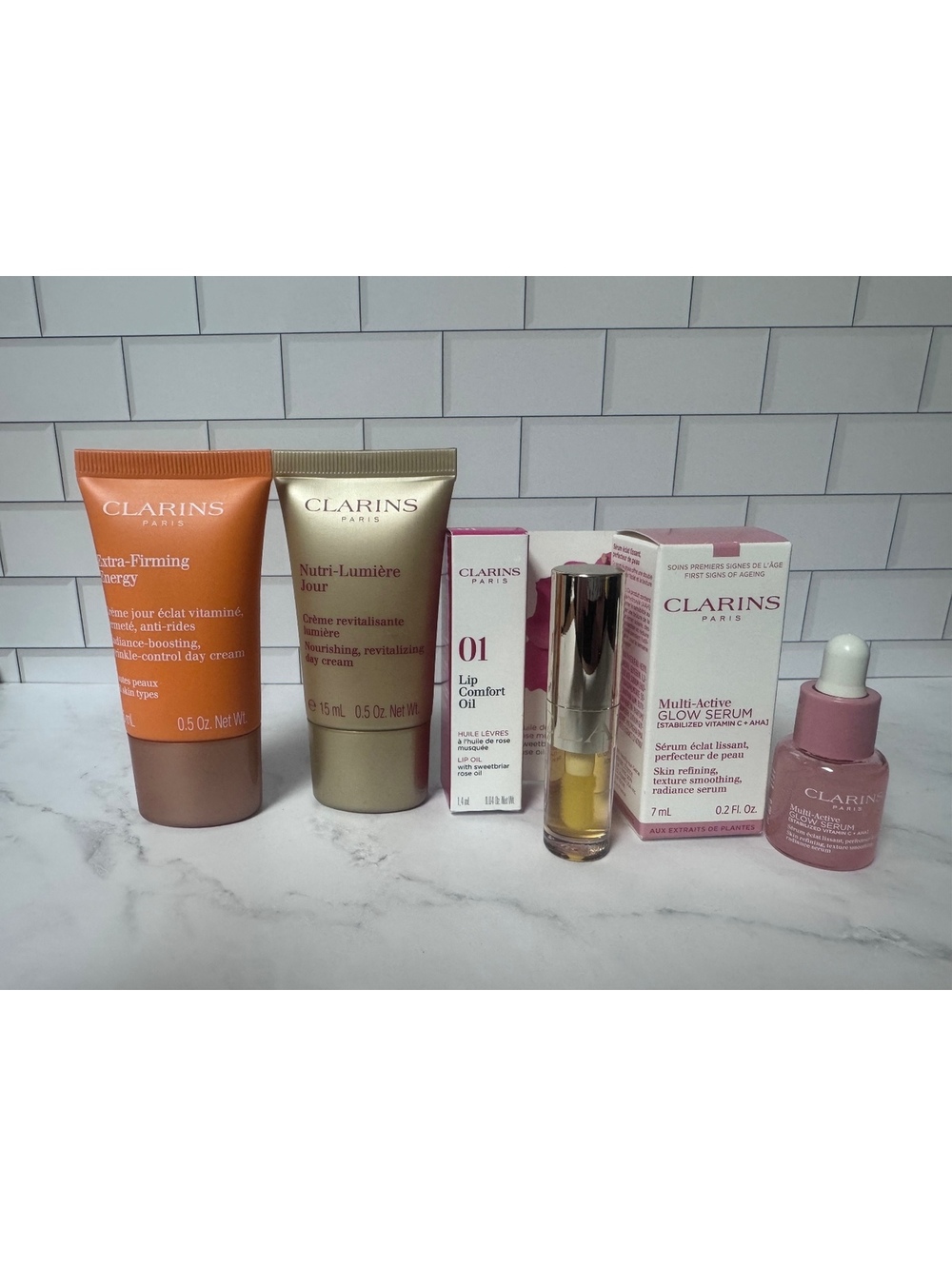 Clarins 4-Piece Skincare & Lip Comfort Oil Set – New
